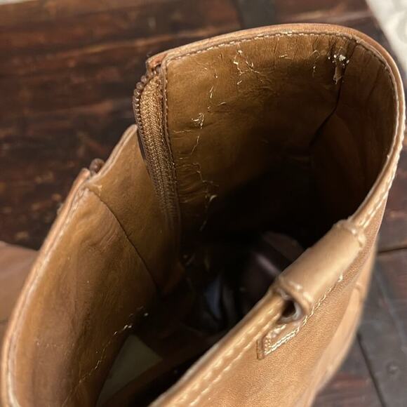 BCBGeneration Tan Leather Western Peeptoe Heels 4" Size 9 - Picture 7 of 8